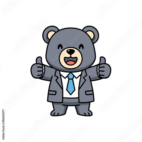 Happy business bear giving thumbs up icon