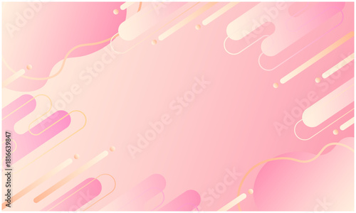 明るいピンクのグラデーションに流体と幾何シェイプをあしらった, ポップで軽快なメンフィス風フレーム背景
