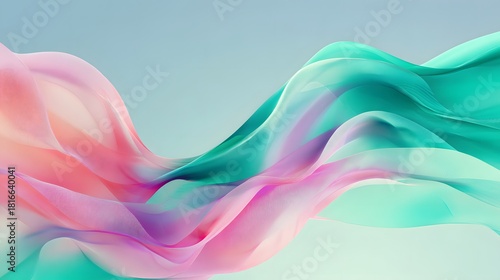 Elegant fluid art with pink and turquoise flowing waves.