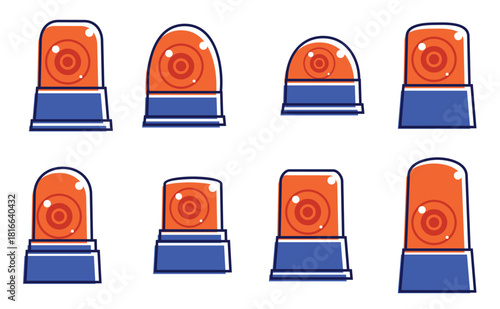  flat icon police lights vector