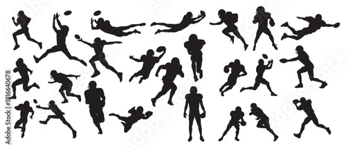Toofootball player silhouette set