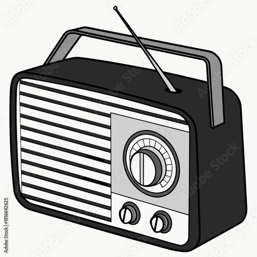 Classic Black Portable Radio with Large Tuning Dial vintage