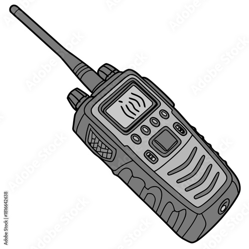 Gray Walkie Talkie with Antenna and Signal Display radio communication