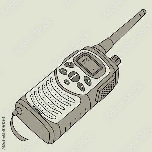 Gray Handheld Two- Way Radio Device With Antenna and Buttons communication two way radio