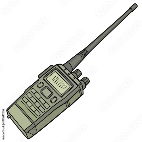 Green Handheld Two Way Radio with Antenna and Display walkie talkie communication