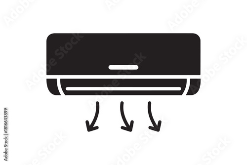 Wall mounted air conditioner cooling icon Black and white air conditioning silhouette illustration