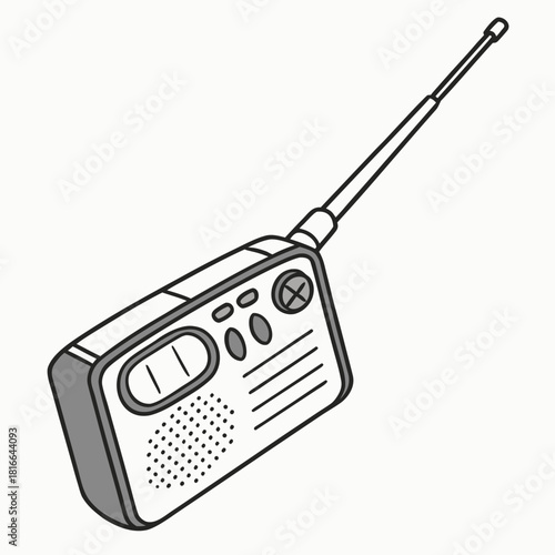 Handheld portable radio with extendable antenna and buttons communication device