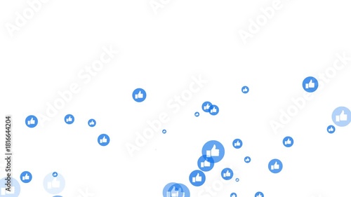 Explosion of like reactions on a blue circle on a white background