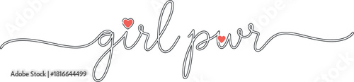 Sparkling girl power script with a tiny heart accent