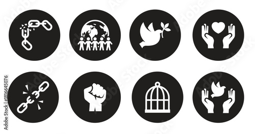 dom icons set white on a black background .