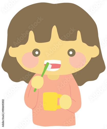 歯を磨く子どものイラスト ベクター素材