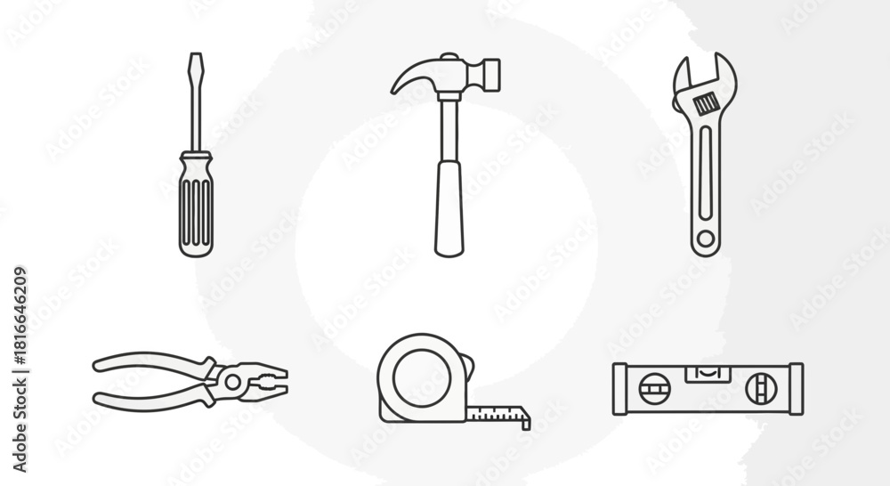 Fototapeta premium Essential tools for your next DIY project, perfect for home improvement, construction, and repair work showcasing a modern, clean aesthetic