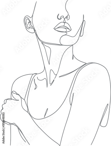 Elegant minimalist line art of a woman s face and shoulders