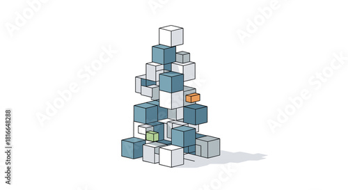 Stack of Cubes Building Blocks Abstract Art, Generative AI.