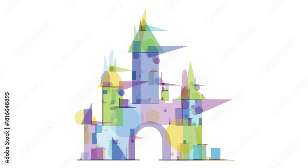 Obraz premium Abstract Colorful Castle Illustration, Generative AI.