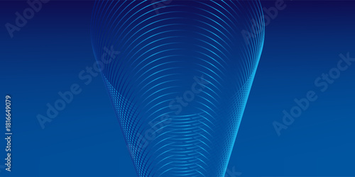Abstract blue background with glowing curved lines. Shiny blue swirl curve lines design. Spiral lines. Geometric oval pattern. Futuristic technology concept. Vector illustration