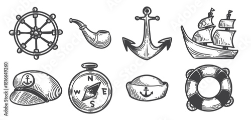 hand drawn seaman vectors 