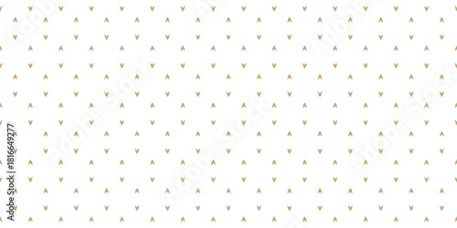 Vector golden seamless pattern with small arrow shapes on white background. Elegant minimalist geometric texture with tiny chevrons. Luxury abstract ornament. Repeated design for wallpaper, textile