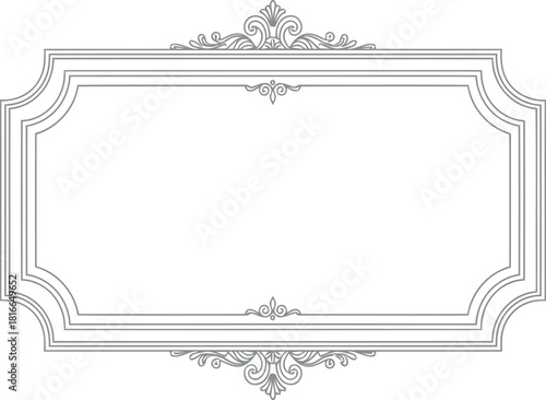 Elegant ornate rectangle frame with decorative flourishes and swirls