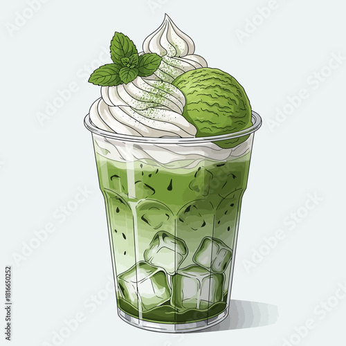 Matcha Milkshake Illustration Set