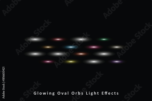 Colorful Glowing Oval Orbs on Dark Background Gradient Light Effect Vector
