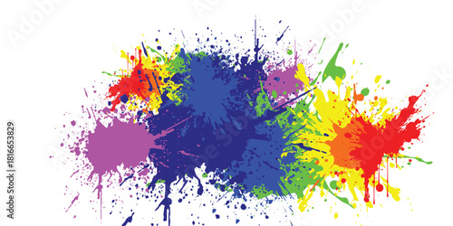 Colorful Paint Splashes, Round Shapes, Isolated Design, Abstract Art Background for Creative Projects, 163 characters