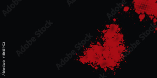 Red Splatter Black Backdrop, spots, textures, abstract design, perfect for adding a dramatic and bold touch to various graphic designs and creative projects