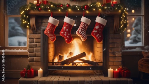 Christmas Fireplace Cozy Holiday Scene