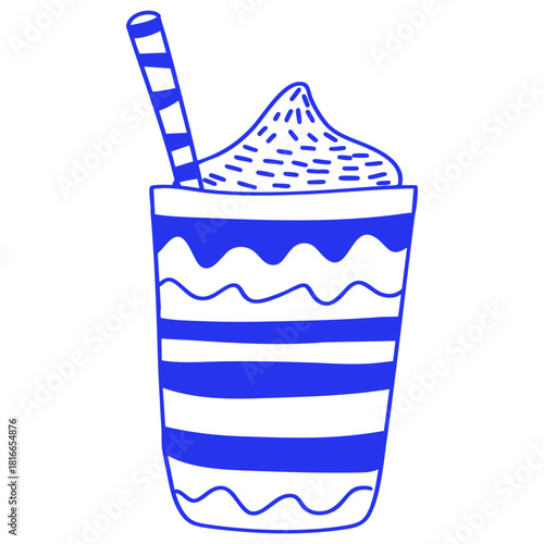 Blue Striped Coffee Glass