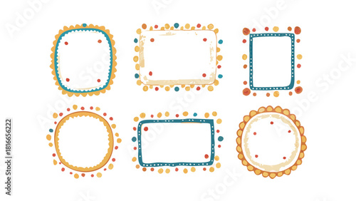 Set of Colorful Decorative Frames and Borders for Design and Creative Projects, Vector Illustration