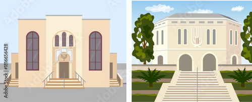 Jewish synagogue and yeshiva set