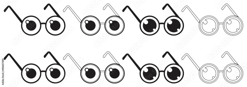 Fototapeta premium Seamless Pattern of Round Eyeglass Icons.