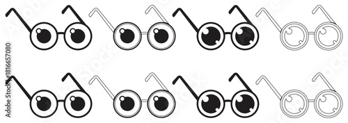 Seamless Pattern of Round Eyeglass Icons.