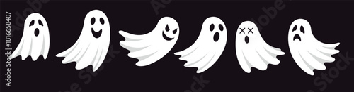 collection of cute and spooky white ghost illustrations