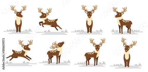 deer caribou cartoon vector