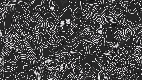Topographic map moving fractal lines. Isolines Looped footage