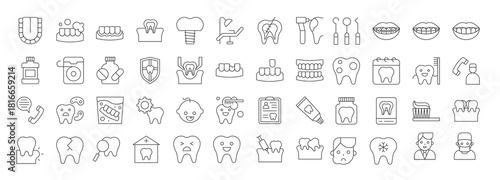 dentist and dental clinic related icon, thin line style