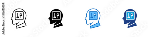 Adaptability Multiple Style Icon Design Vector - head profile with adjustment sliders inside, representing flexibility, adaptation, and responsiveness to changing situations