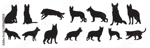 german shepherd silhouette set 