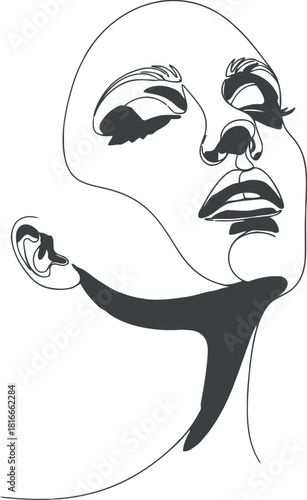 Elegant minimalist line art drawing of a woman s face with closed eyes