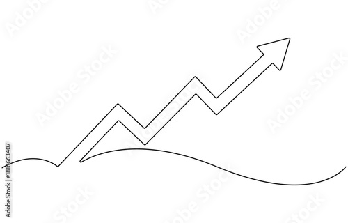 A one line drawing of arrow symbol continuous single line art arrow design.