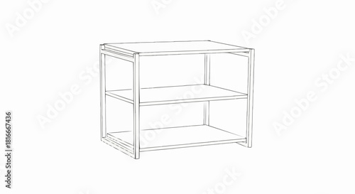 Outline Drawing of a Three-Shelf Storage Unit.
