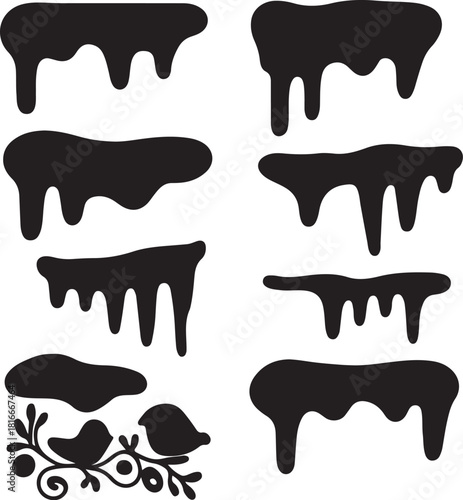Set of teeth isolated with a red blood drip and splash vector illustration