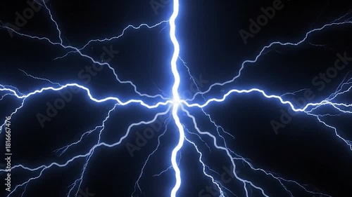 Wallpaper Mural Intense blue electrical discharge with numerous lightning bolts on a dark background Torontodigital.ca