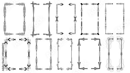 Set Black Simple Line Collection Different Doodle Brackets, Parentheses, Braces Elements Vector Design Style Sketch Isolated Illustration For Banner