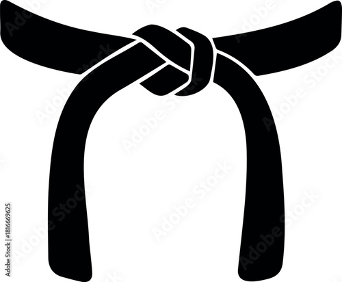 Black belt for martial arts disciplines like karate, judo, and taekwondo, symbolizing mastery, achievement, and discipline on an isolated background.