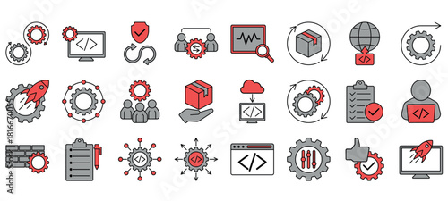 Devops Vector Icon Set. Minimal, Editable, and Perfect for Web and App UI.