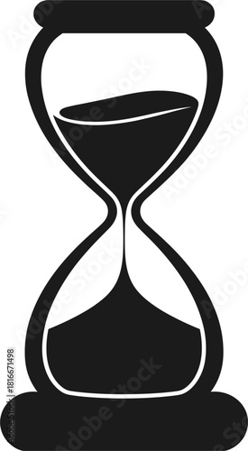 Hourglass icon with sand flowing on white background time clock