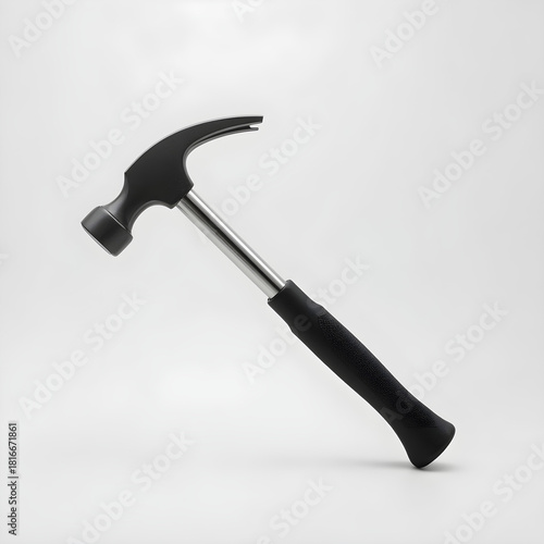 Black Claw Hammer with Silver Head on White Studio Background