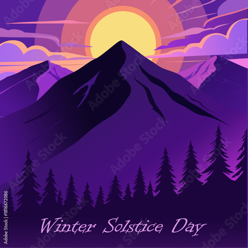 Winter Solstice Day theme poster or banner. Great for Posters, Banners, campaigns, greeting cards and social media. Vector Illustrations.